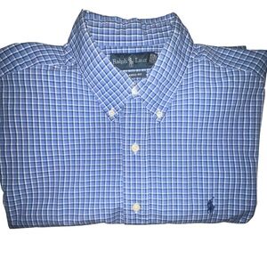 Ralph Lauren Men's Blue Plaid Button Down Shirt